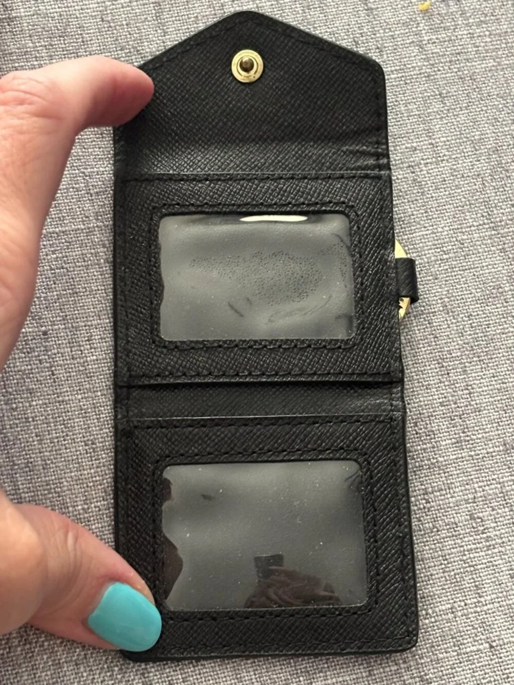 Michael Kors Saffiano Leather Mini Envelope Coin Pouch Keychain Wallet Black